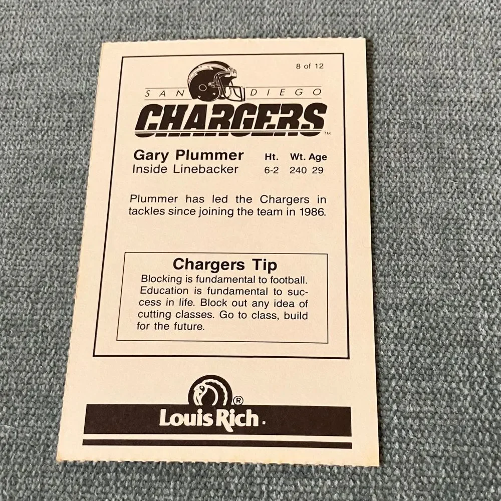 Chargers NFL Football Trading Card Football Card